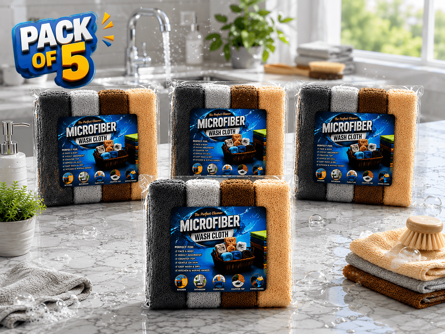 Microfiber Wash Cloth Pack